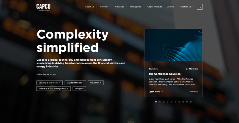 Screenshot of the Capco website homepage